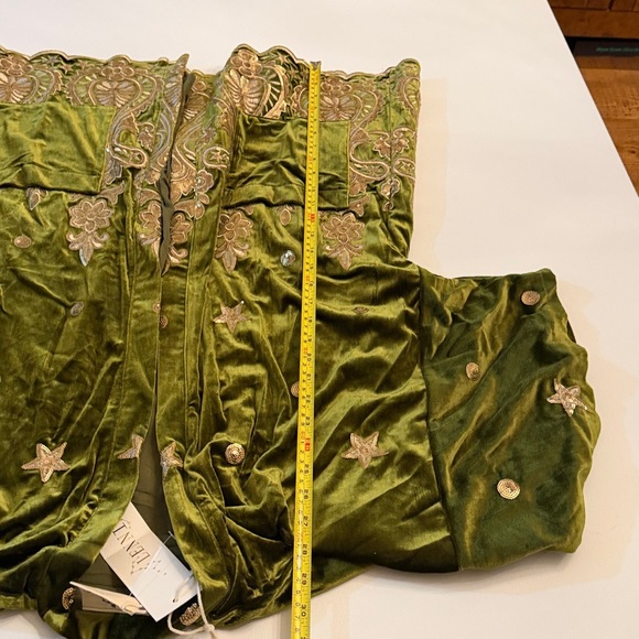 Lenni Whiskey Medium Duster Green Velvet Gold Sequin Embroidered Free People - Picture 10 of 12